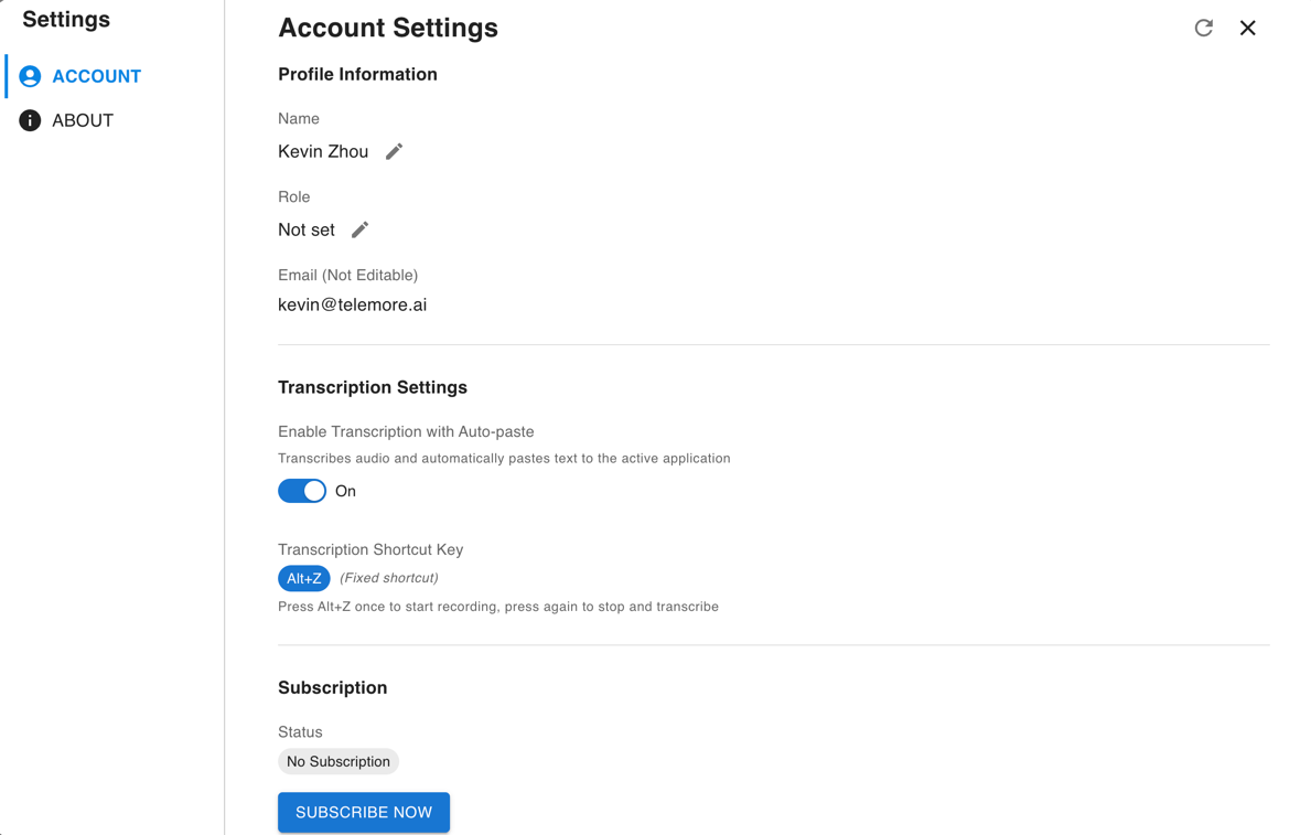 Voice Transcription Interface
