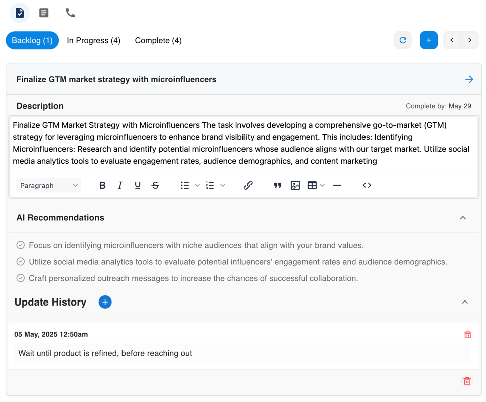 Task Management Interface